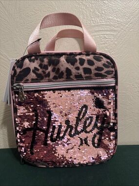 Hurley Pink Sequin Leopard Lunch Bag